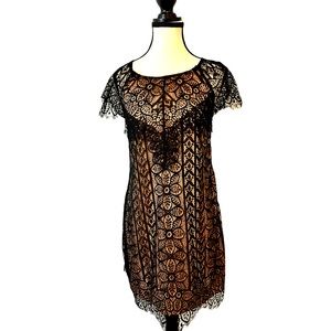 LBD Hollywood VINTAGE A-line Lace Backless Party Dress in Black Size Small